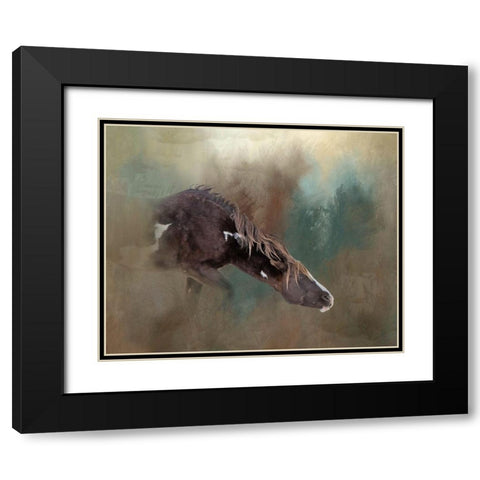 Majesty - Wild Stallion Black Modern Wood Framed Art Print with Double Matting by McFerrin, Larry