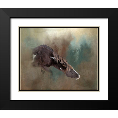 Majesty - Wild Stallion Black Modern Wood Framed Art Print with Double Matting by McFerrin, Larry