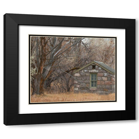 Stone Cabin Black Modern Wood Framed Art Print with Double Matting by McFerrin, Larry