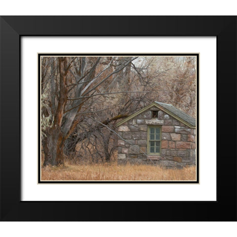 Stone Cabin Black Modern Wood Framed Art Print with Double Matting by McFerrin, Larry