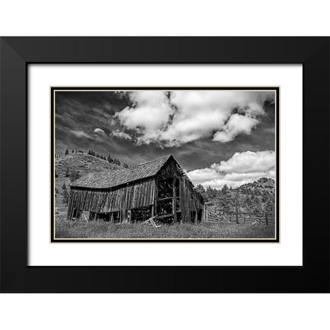 Old Barn and Corral Black Modern Wood Framed Art Print with Double Matting by McFerrin, Larry