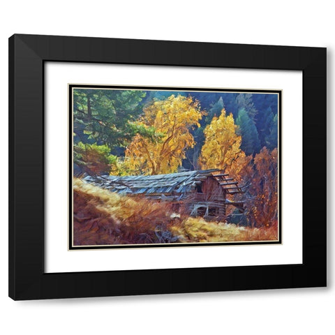 North Fork Cabin Black Modern Wood Framed Art Print with Double Matting by McFerrin, Larry