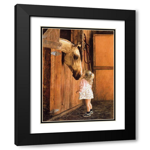 Little Visitor Black Modern Wood Framed Art Print with Double Matting by Harrison, Lesley