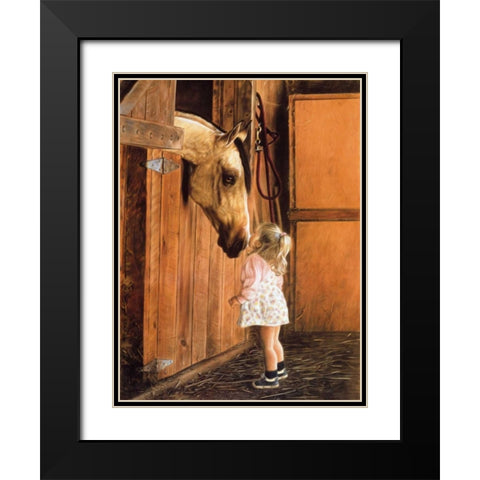 Little Visitor Black Modern Wood Framed Art Print with Double Matting by Harrison, Lesley