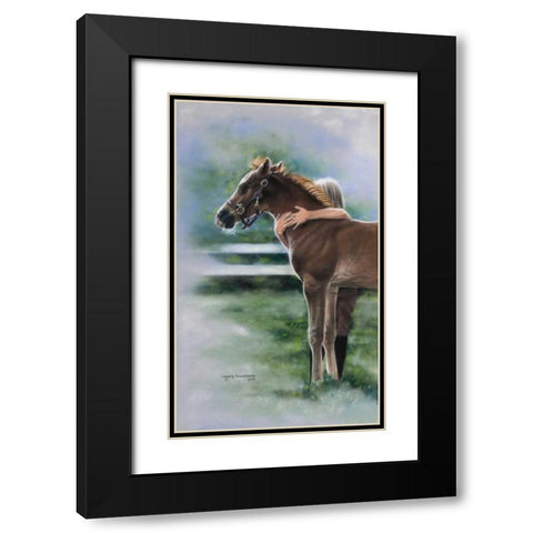 Emily and the Foal Black Modern Wood Framed Art Print with Double Matting by Harrison, Lesley