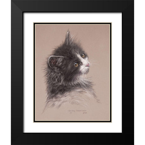 Pretty Kitty Black Modern Wood Framed Art Print with Double Matting by Harrison, Lesley