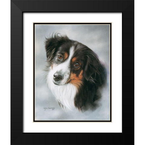 Australian Shepherd Black Modern Wood Framed Art Print with Double Matting by Harrison, Lesley
