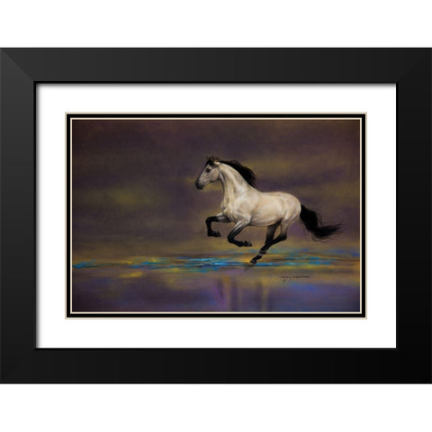 A Ribbon of Blue Black Modern Wood Framed Art Print with Double Matting by Harrison, Lesley