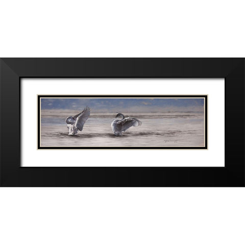Dance of the Swans Black Modern Wood Framed Art Print with Double Matting by Harrison, Lesley