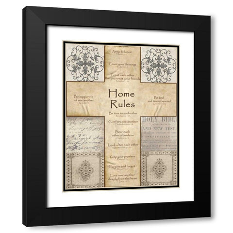 Home Rules Cross Black Modern Wood Framed Art Print with Double Matting by Wolk, Lisa