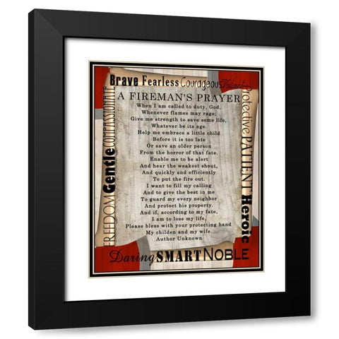 Firefighters Prayer Black Modern Wood Framed Art Print with Double Matting by Wolk, Lisa