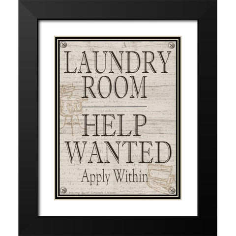 Laundry Room Help Wanted Black Modern Wood Framed Art Print with Double Matting by Wolk, Lisa