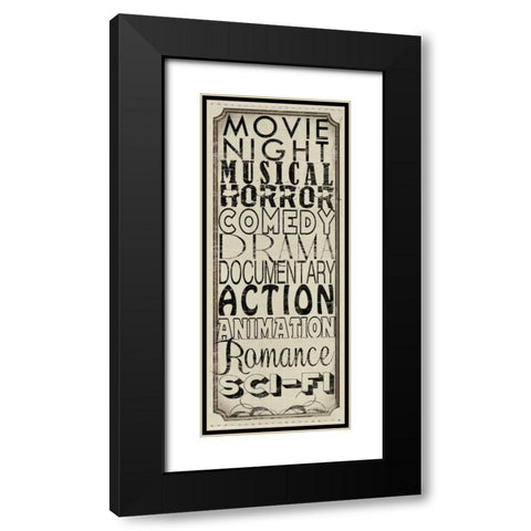 Movie Night Black Modern Wood Framed Art Print with Double Matting by Wolk, Lisa