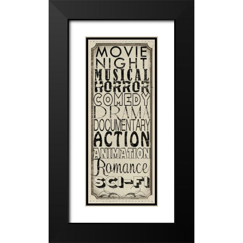 Movie Night Black Modern Wood Framed Art Print with Double Matting by Wolk, Lisa