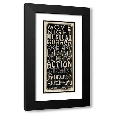 Movie Night II Black Modern Wood Framed Art Print with Double Matting by Wolk, Lisa