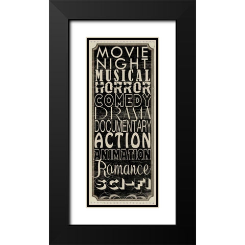 Movie Night II Black Modern Wood Framed Art Print with Double Matting by Wolk, Lisa