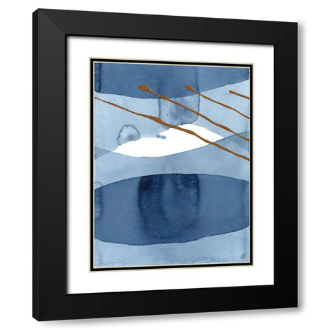 Blue and Gold Black Modern Wood Framed Art Print with Double Matting by Lee, Judson