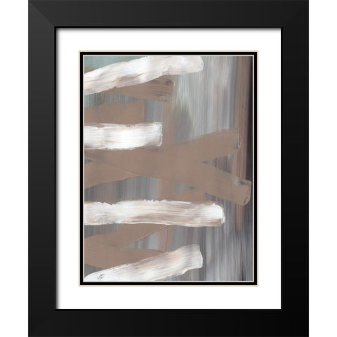 White and Tan Strokes Black Modern Wood Framed Art Print with Double Matting by Lee, Judson
