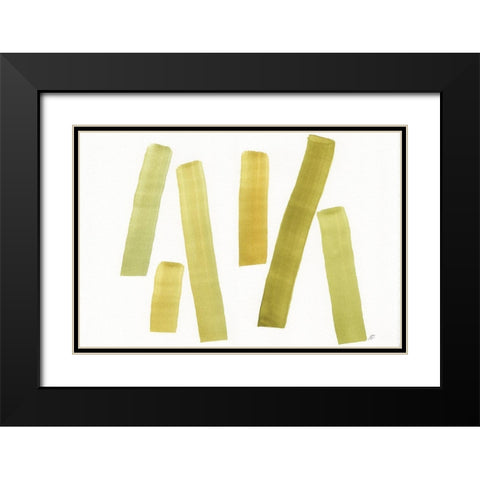 Emerald Stripes Black Modern Wood Framed Art Print with Double Matting by Lee, Judson