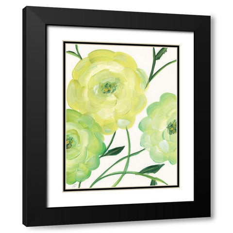 Yellow Emerald Florals II Black Modern Wood Framed Art Print with Double Matting by Lee, Judson