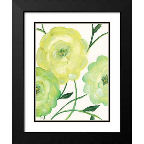 Yellow Emerald Florals II Black Modern Wood Framed Art Print with Double Matting by Lee, Judson