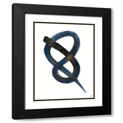 Blue Script II Black Modern Wood Framed Art Print with Double Matting by Lee, Judson
