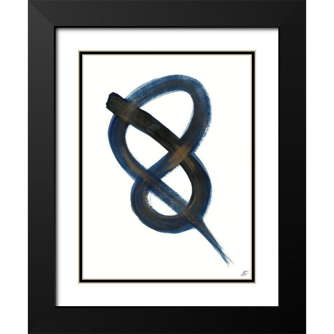 Blue Script II Black Modern Wood Framed Art Print with Double Matting by Lee, Judson