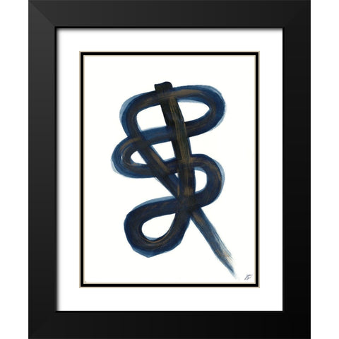 Blue Script III Black Modern Wood Framed Art Print with Double Matting by Lee, Judson