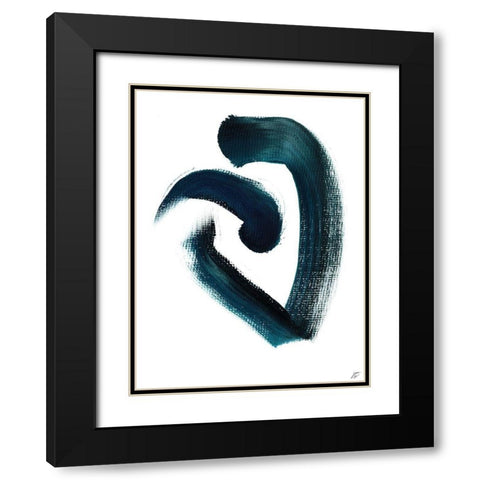 Blue Strokes II Black Modern Wood Framed Art Print with Double Matting by Lee, Judson