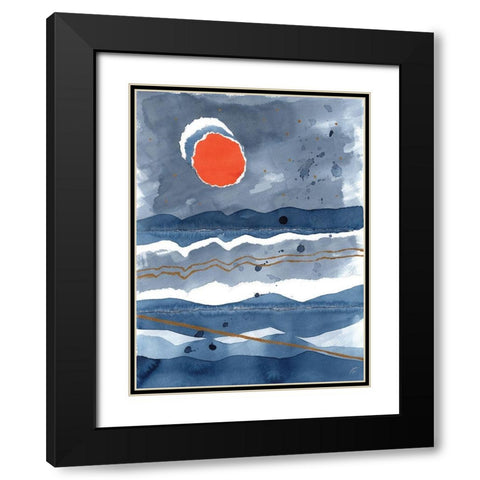 Triple Moon Black Modern Wood Framed Art Print with Double Matting by Lee, Judson
