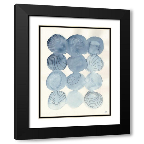 Indigo Shells Black Modern Wood Framed Art Print with Double Matting by Lee, Judson