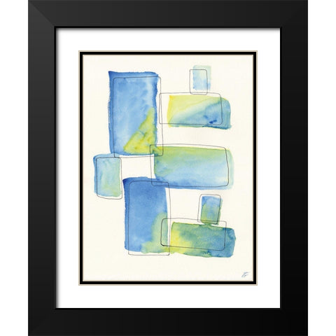 Blue Green Box Sketch Black Modern Wood Framed Art Print with Double Matting by Lee, Judson