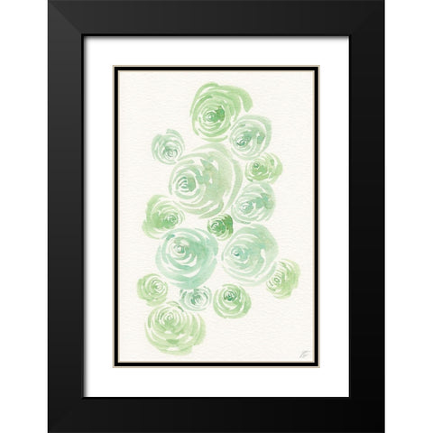 Gentle Mint Roses Black Modern Wood Framed Art Print with Double Matting by Lee, Judson