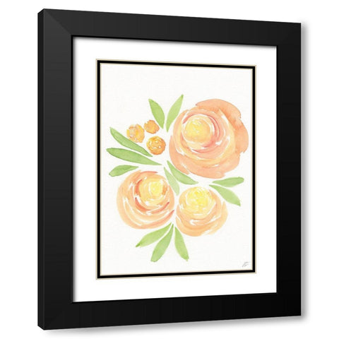 Peach Roses Black Modern Wood Framed Art Print with Double Matting by Lee, Judson