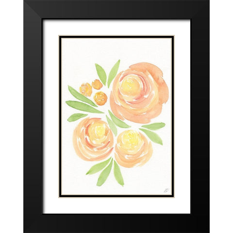 Peach Roses Black Modern Wood Framed Art Print with Double Matting by Lee, Judson