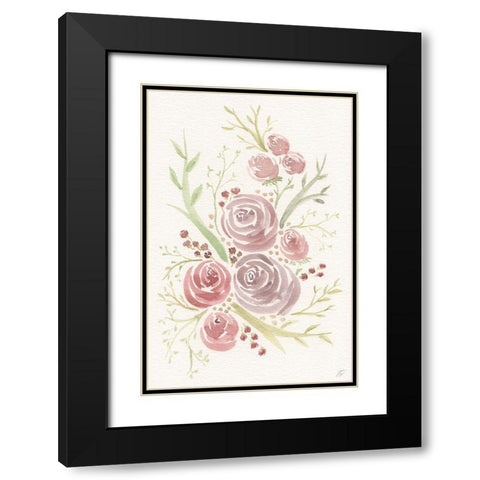 Soft-Violet Roses Black Modern Wood Framed Art Print with Double Matting by Lee, Judson