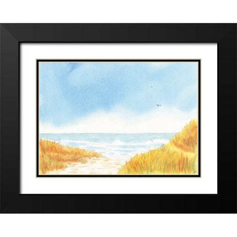 Blue Birds Beach Black Modern Wood Framed Art Print with Double Matting by Lee, Judson
