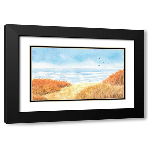 Beach View Black Modern Wood Framed Art Print with Double Matting by Lee, Judson