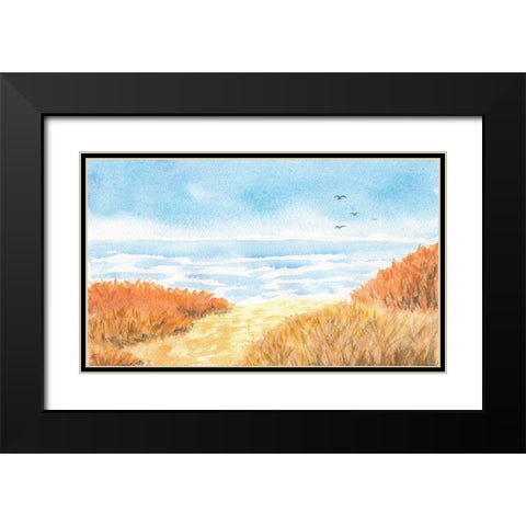 Beach View Black Modern Wood Framed Art Print with Double Matting by Lee, Judson