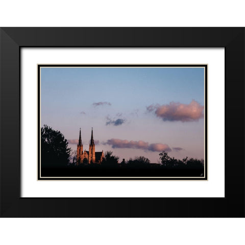 Old Church Sunrise Black Modern Wood Framed Art Print with Double Matting by Lee, Judson