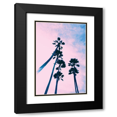 Millennial Pink Palms Black Modern Wood Framed Art Print with Double Matting by Lee, Judson