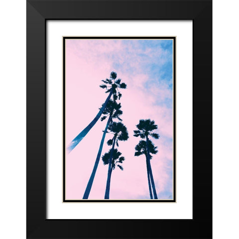 Millennial Pink Palms Black Modern Wood Framed Art Print with Double Matting by Lee, Judson