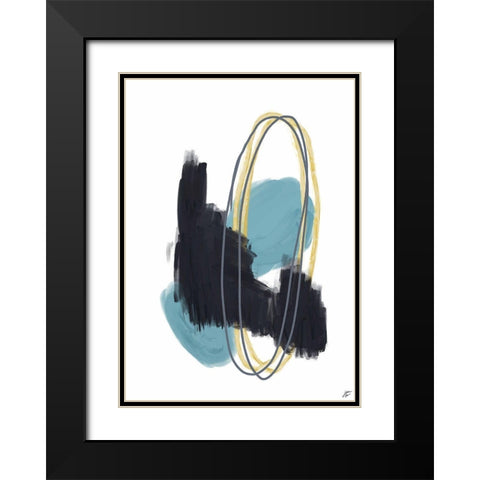 Black-Teal-Gold I Black Modern Wood Framed Art Print with Double Matting by Lee, Judson