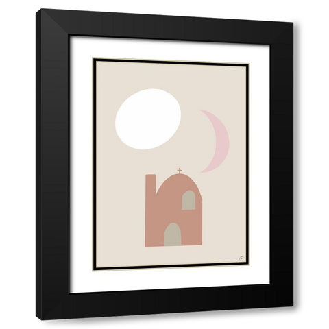 Sun-Moon Building Black Modern Wood Framed Art Print with Double Matting by Lee, Judson