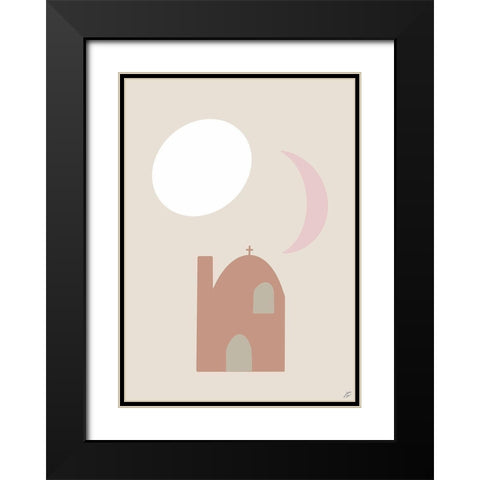Sun-Moon Building Black Modern Wood Framed Art Print with Double Matting by Lee, Judson