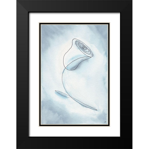 Blue Line Black Modern Wood Framed Art Print with Double Matting by Lee, Judson