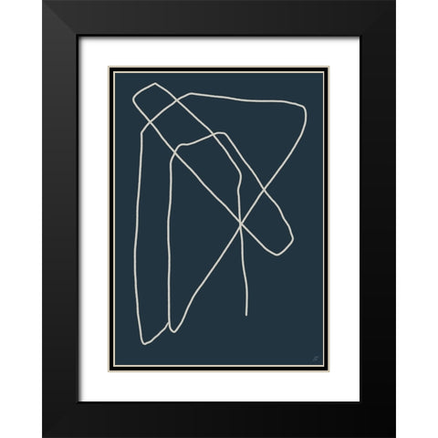 Mod Lines on Blue III Black Modern Wood Framed Art Print with Double Matting by Lee, Judson