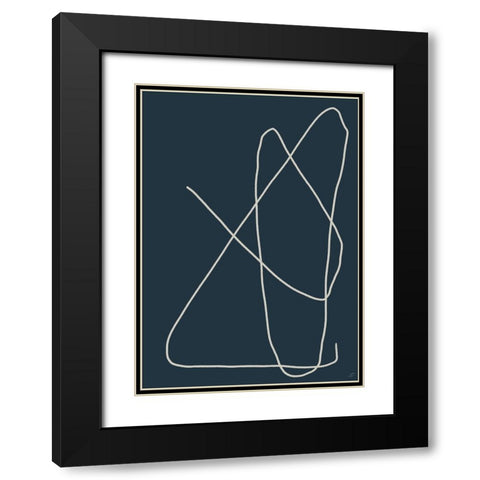 Mod Lines on Blue IV Black Modern Wood Framed Art Print with Double Matting by Lee, Judson