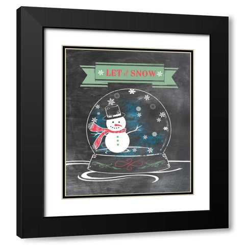 Let It Snow - Green Black Modern Wood Framed Art Print with Double Matting by Longfellow Designs