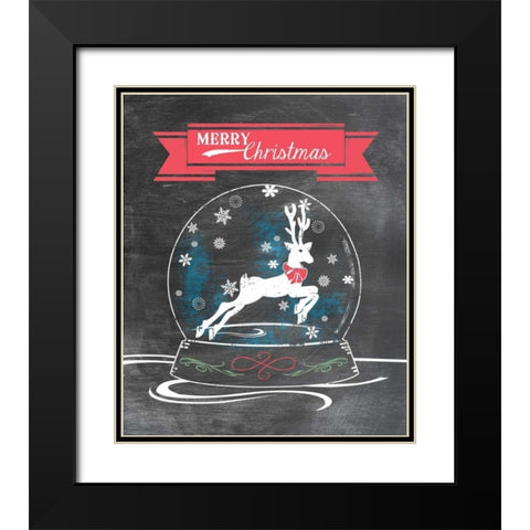 Merry Christmas - Red Black Modern Wood Framed Art Print with Double Matting by Longfellow Designs